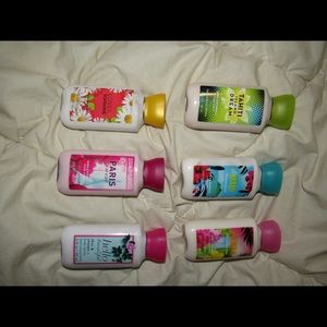 Set of 6 mini bath and body works lotions